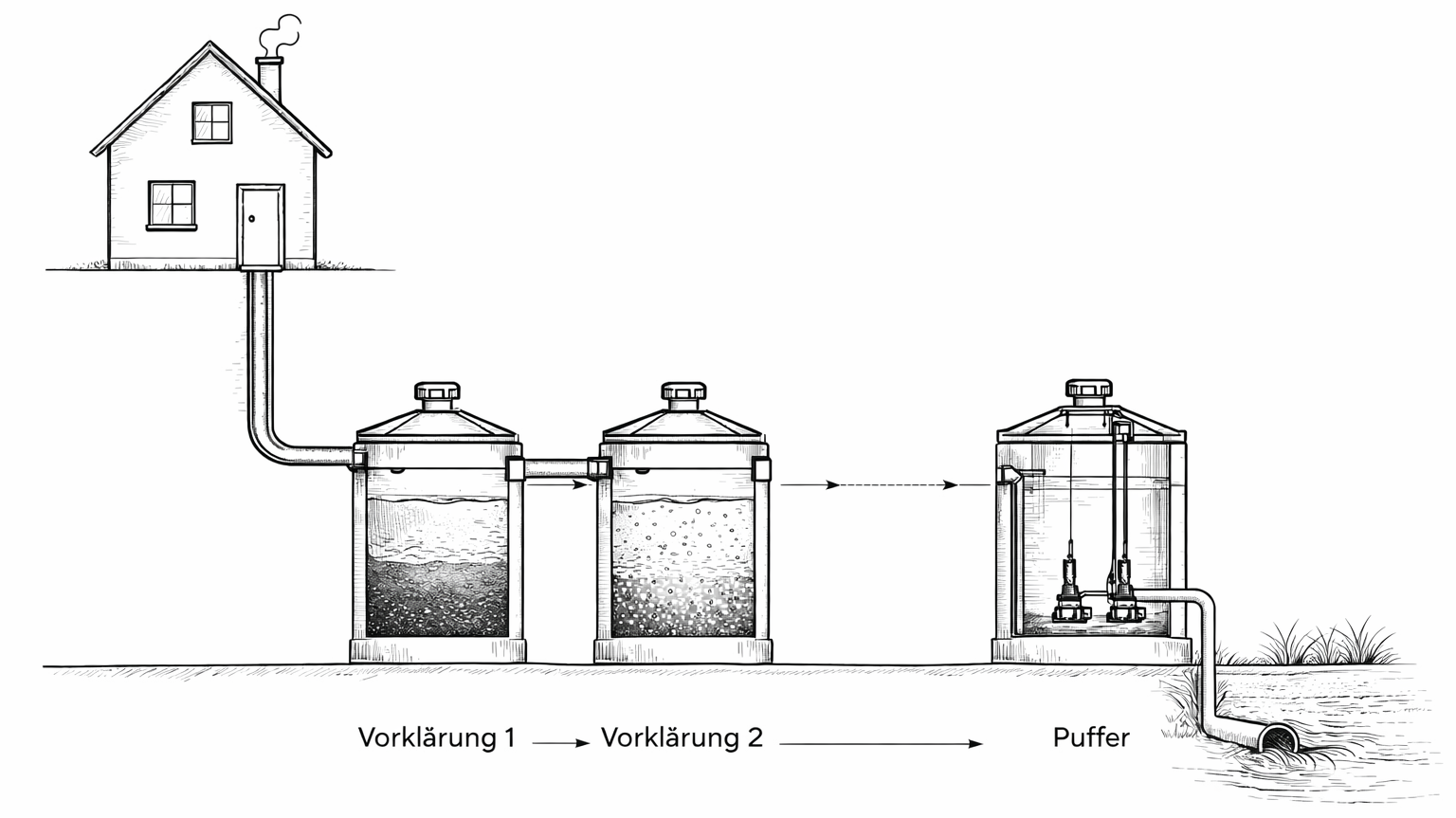 Funktionsprinzip vollbiologische Klärtechnik, Hamburg, Landkreis Harburg, Stahl Klärtechnik